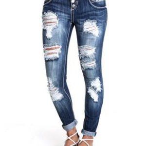 NEW Almost Famous Destructed Rolled Cuff Flap Pockets Skinny Jean 13